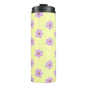 Termo Patrón De Flor Y2K Hippie Retro Púrpura