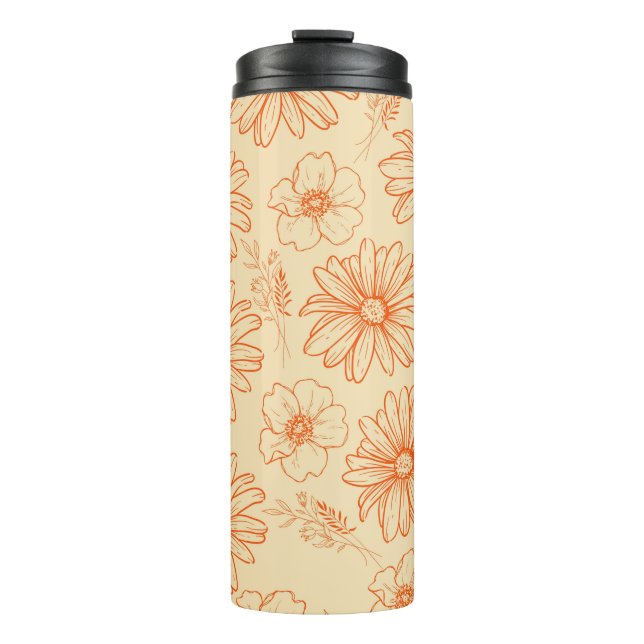 Termo Patrón de flor Y2K retro naranja (Anverso)