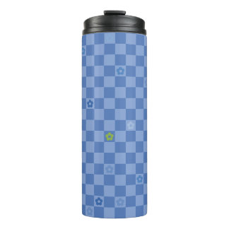 Termo Patrón de flores a cuadros nº 01 - azul claro