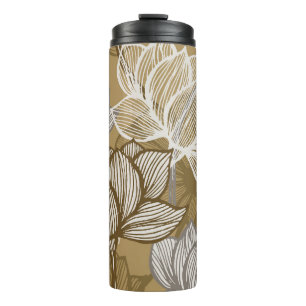 Termo Patrón de flores Art Deco. Arte de la línea dorada