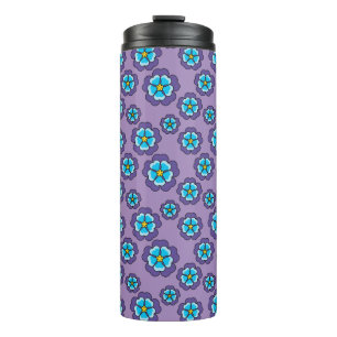 Termo Patrón de flores azules violetas