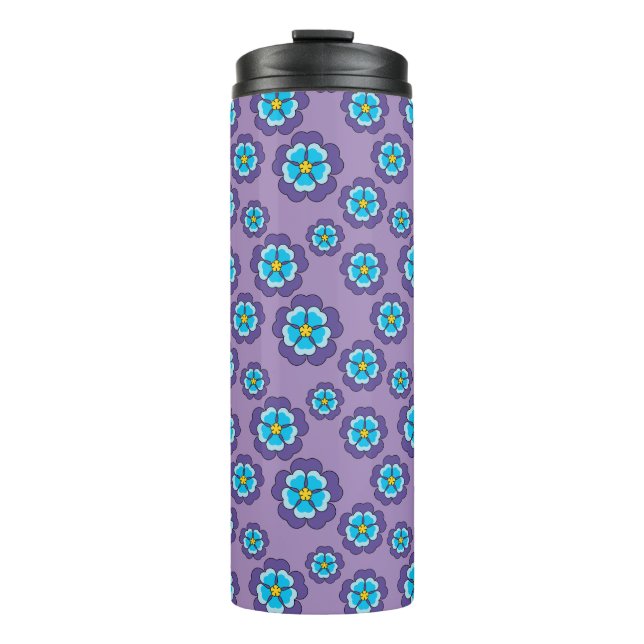 Termo Patrón de flores azules violetas (Anverso)