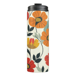 Termo Patrón de flores botánicas florales de retro boho
