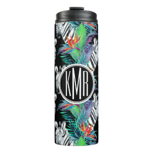 Termo Patrón De Flores Cebrales Y Exóticas   Monograma