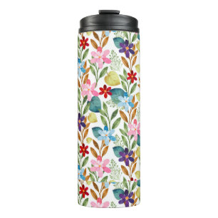 Termo Patrón de flores de acuarela-67666