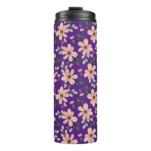 Termo patrón de flores de acuarela rosadas 