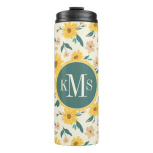 Termo Patrón de flores de margarita amarilla