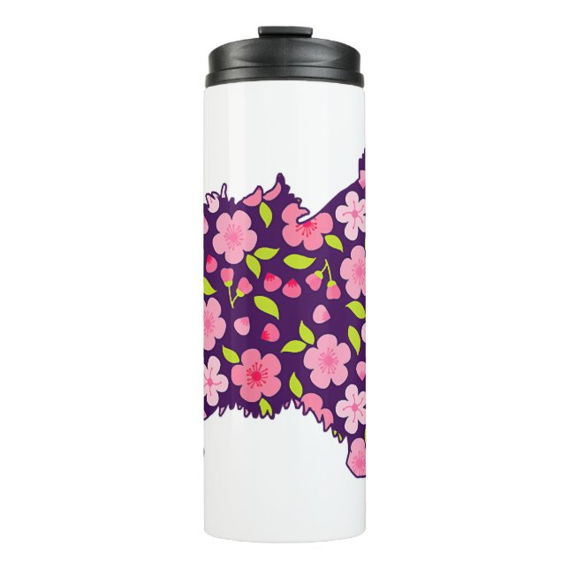 Termo Patrón de flores de perros panomeranos (Anverso)