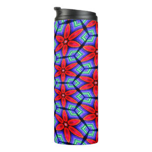 Termo Patrón de flores de tejidos rojos