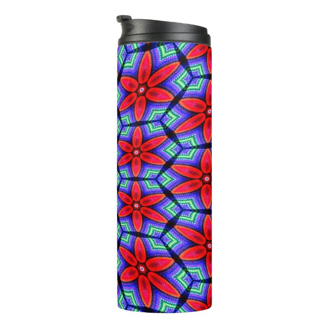 Termo Patrón de flores de tejidos rojos (Rotado hacia la derecha)