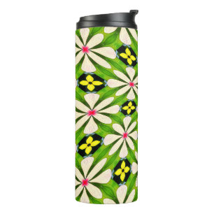 Termo Patrón de flores estéticas