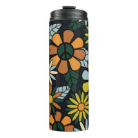 Patrón de flores hippie retro de los años 70 sin m