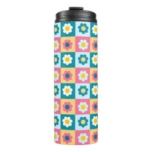Termo Patrón de flores pastel coloridas retro lindas 