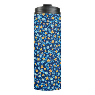 Termo Patrón de flores pequeñas azules