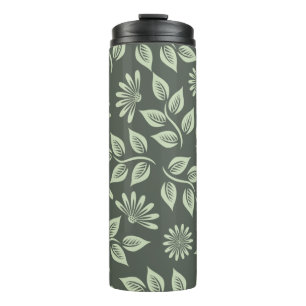 Termo Patrón de flores primavera verde