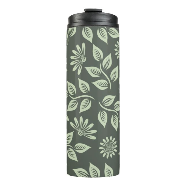 Termo Patrón de flores primavera verde (Anverso)