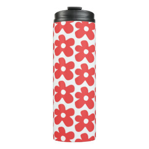Termo Patrón de flores rojas