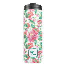 Termo Patrón de flores rosadas brillantes