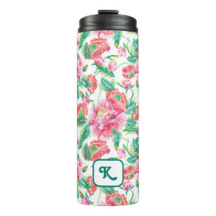 Termo Patrón de flores rosadas brillantes