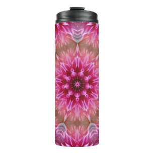 Termo Patrón de flores rosadas de Mandala geométrica-675
