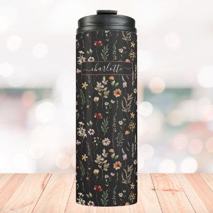 Termo Patrón de flores silvestres bonitas acuarela perso