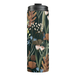 Termo Patrón de flores silvestres y secas.