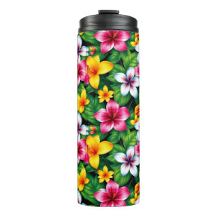 Termo Patrón de flores y hojas multicolores-57577