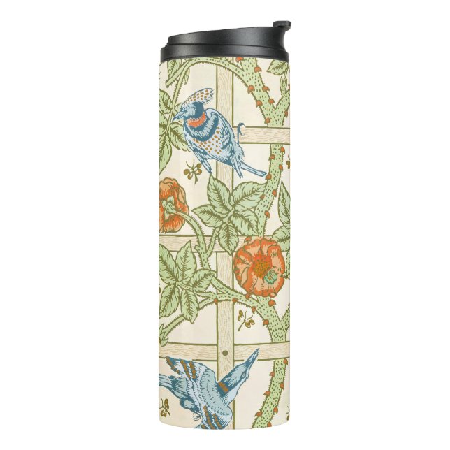 Termo Patrón de flores y pájaros de época de Morris' Tre (Rotado hacia la izquierda)