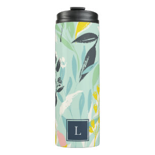 Termo Patrón de follaje Pastel Tumblador Termal Monogram
