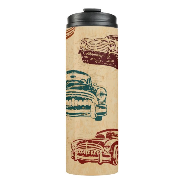 Termo Patrón de fondo de Ilustracion de coches de época (Anverso)
