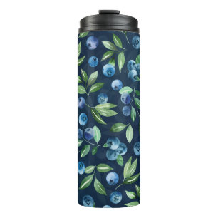 Termo Patrón de fondo oscuro de arándano azul acuático