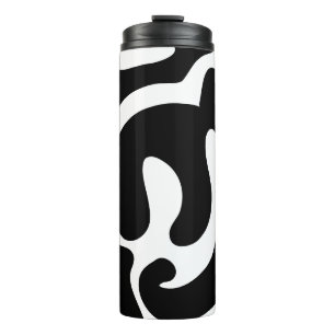 Termo Patrón de forma libre blanco y negro moderno