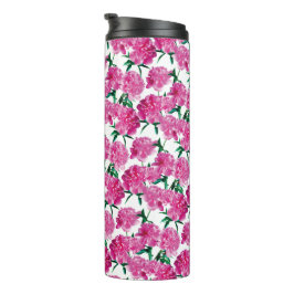 Termo Patrón de foto de peonía rosa romántico femenino m