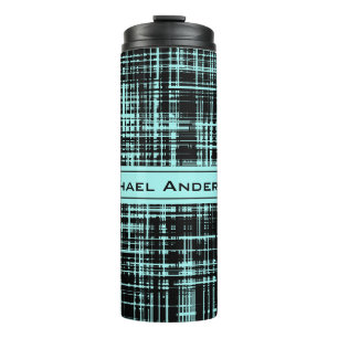 Termo Patrón de franja abstracta personalizado negro y t