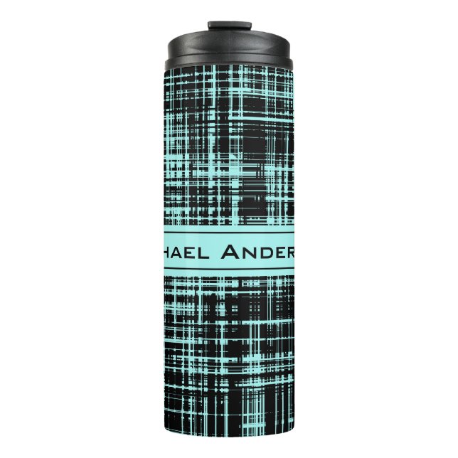 Termo Patrón de franja abstracta personalizado negro y t (Anverso)