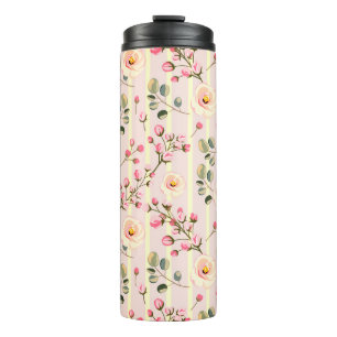 Termo Patrón de franja floral rosa suave