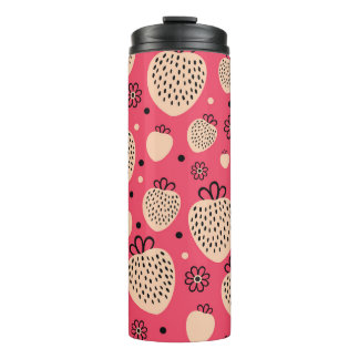 Termo Patrón de fresa rosa: diseño dulce sin soldadura