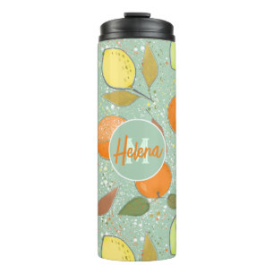 Termo Patrón de frutas con limones, naranjas