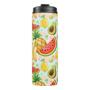 Termo Patrón de frutas de verano fresco