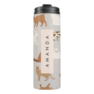 Termo Patrón de gato con encanto monograma Amantes de ga