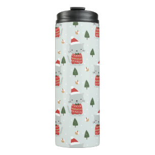 Termo Patrón de gato de Navidad lindo – Festivo navideño