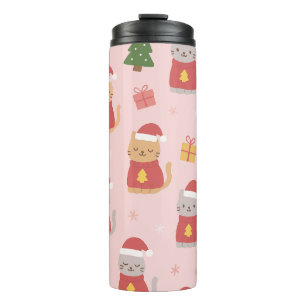 Termo Patrón de gatos navideños lindos – Diseño festivo