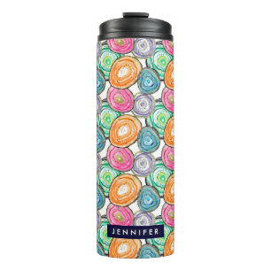Termo Patrón de geoda personalizado verde naranja rosa l