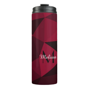 Termo Patrón de geometría magenta rosa rojo negro Monogr