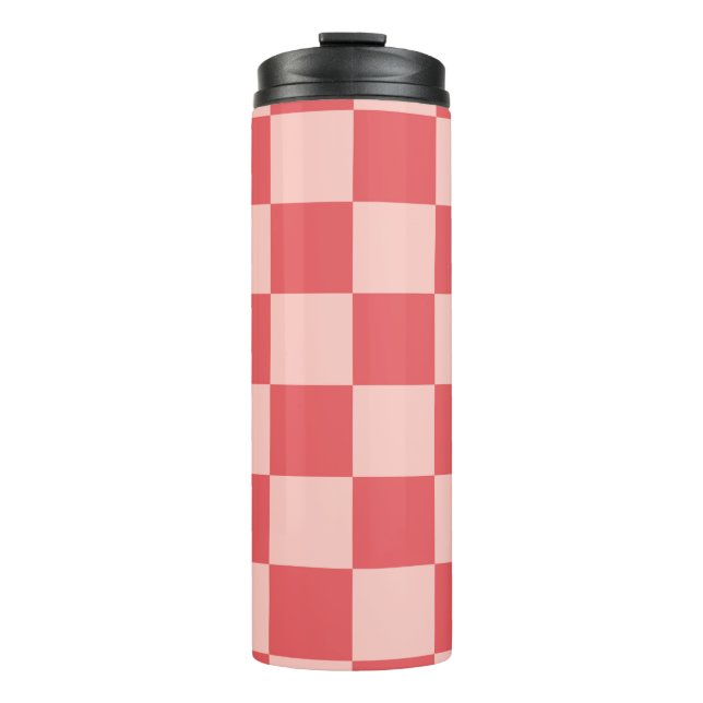 Termo Patrón de Gingham de Red Checkered Rosa (Anverso)