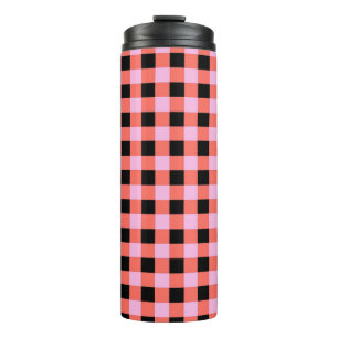 Termo Patrón de Gingham negro rosado