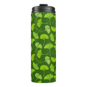 Termo Patrón de Ginkgo en verde oscuro
