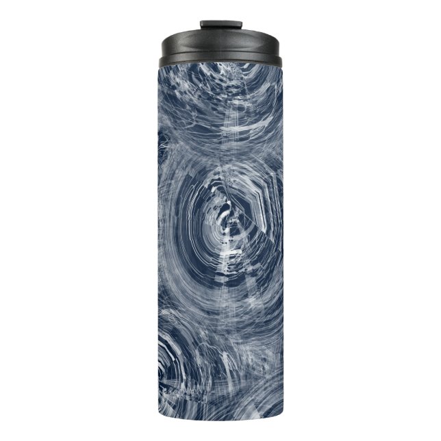 Termo Patrón de giro azul y blanco abstracto (Anverso)