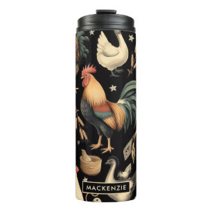 Termo Patrón de granja de pollo retro