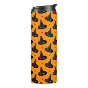 Termo patrón de halloween de gorras brujos